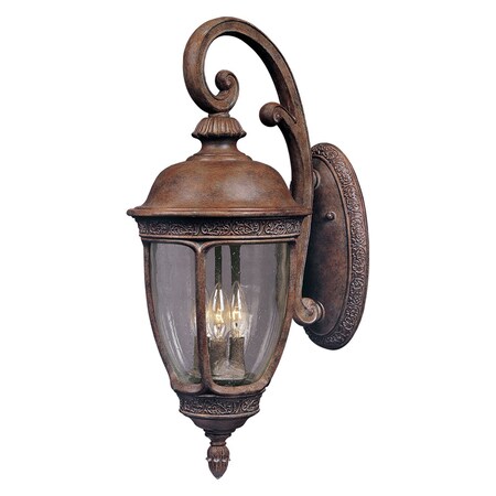 Maxim Three Light Sienna Seedy Glass Wall Lantern 3465CDSE